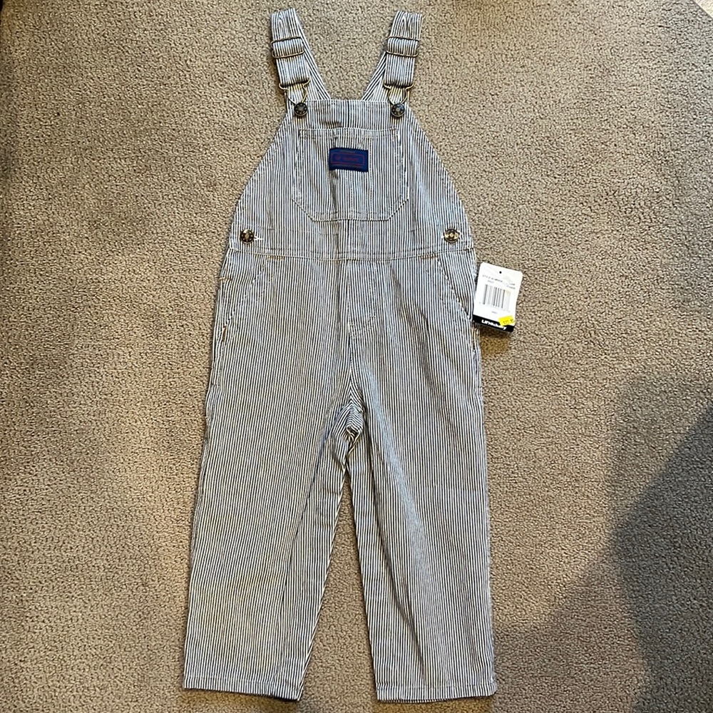 Lil’ Hickory Classic Overalls in blue and white stripe